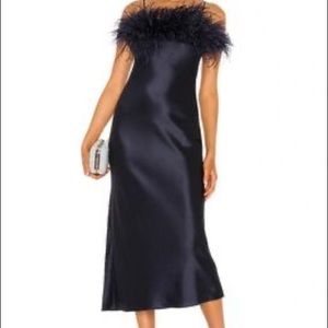 Cinq à Sept Navy Satin Cerise Dress Size 8